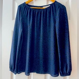 Loft Dark Blue Leopard Blouse